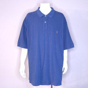 POLO RALPH LAUREN 4XLT Blue ORANGE PONY XXXXL 4XL BIG & TALL Golf Shirt VINTAGE